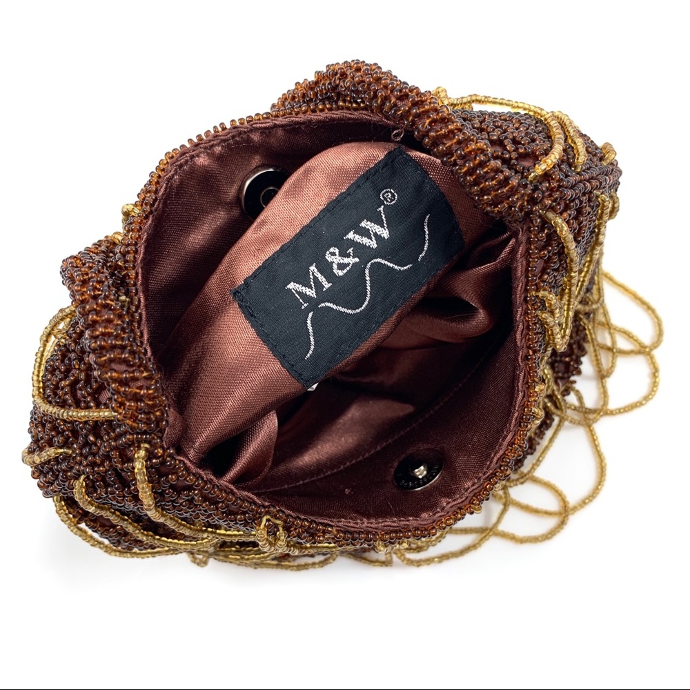 ❌SOLD❌ VTG brown and gold glass beaded scalloped mini bag - Picture 8 of 8